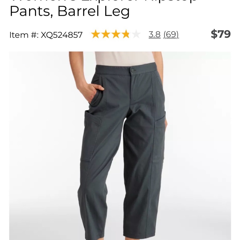 L.L. Bean Women's Explorer Ripstop Barrel-Pants in Shadow Green